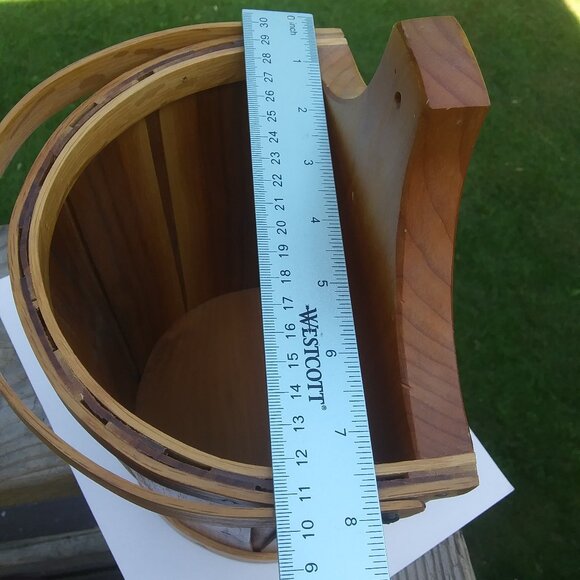 VTG hand crafted artist signed wood half bucket with handle primitive farmhouse - Picture 13 of 16